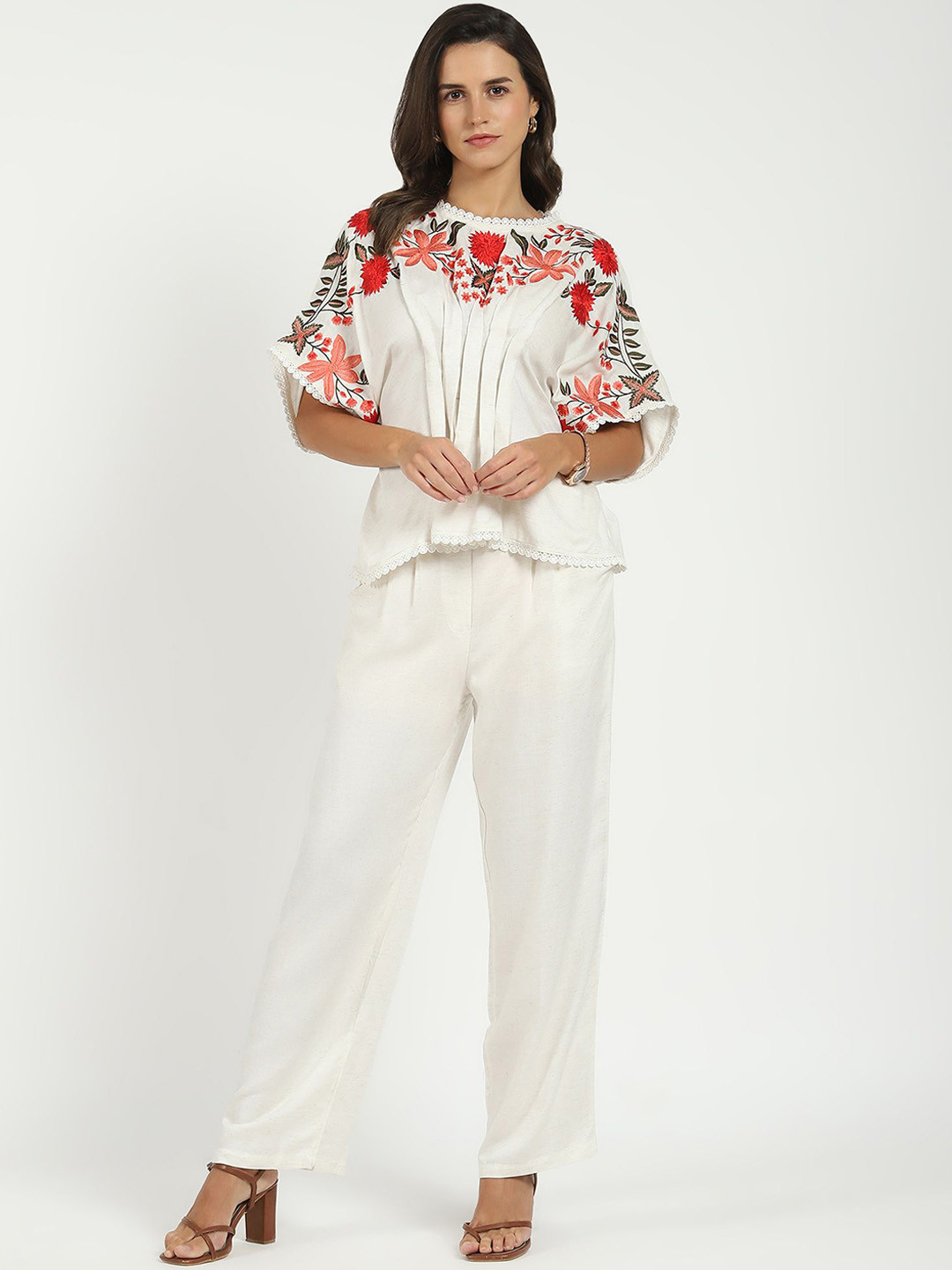 Global Republic Embroidery Top with Trousers Co-Ords