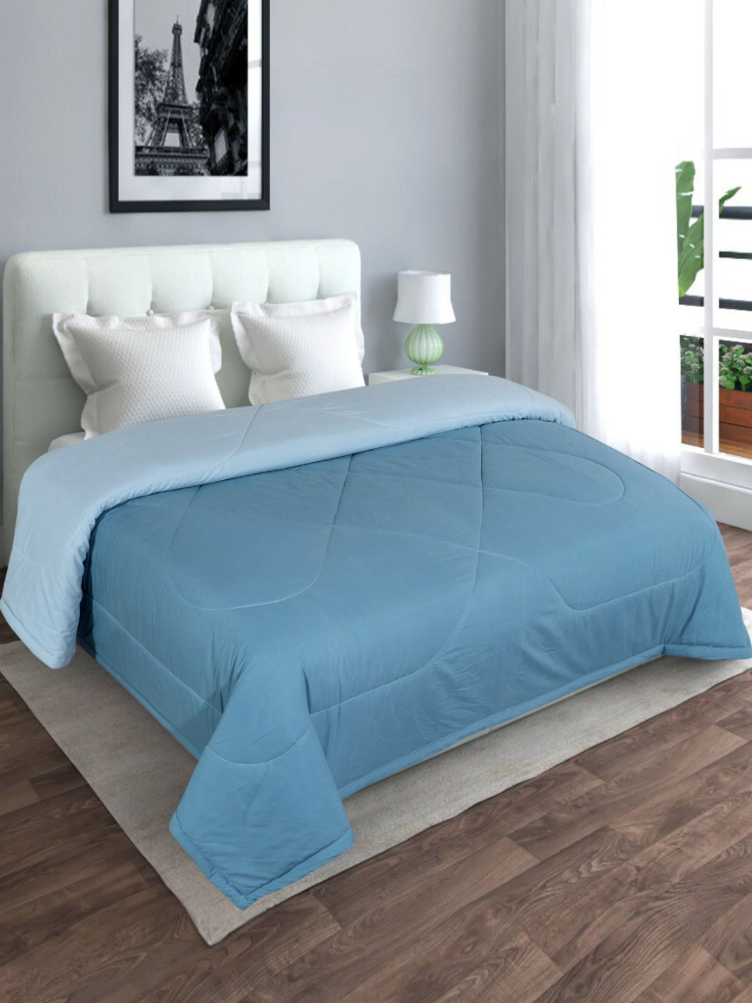 REALDREAM Blue Reversible AC Room Double Bed Comforter