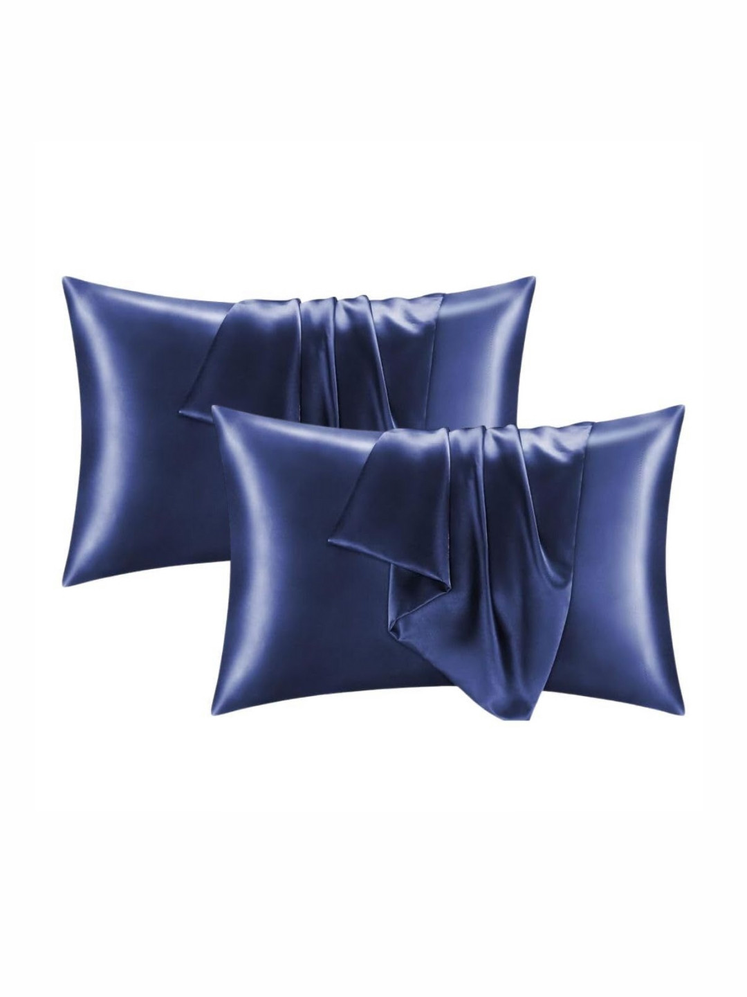 GENUINE GLOBAL DECOR Blue 2 Pieces Pure Silk Rectangle Pillow Covers