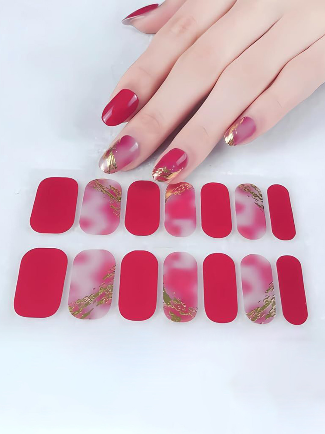Hawtever Set Of 14 Long Lasting Quick Dry Nail Wraps - Bloody Mary
