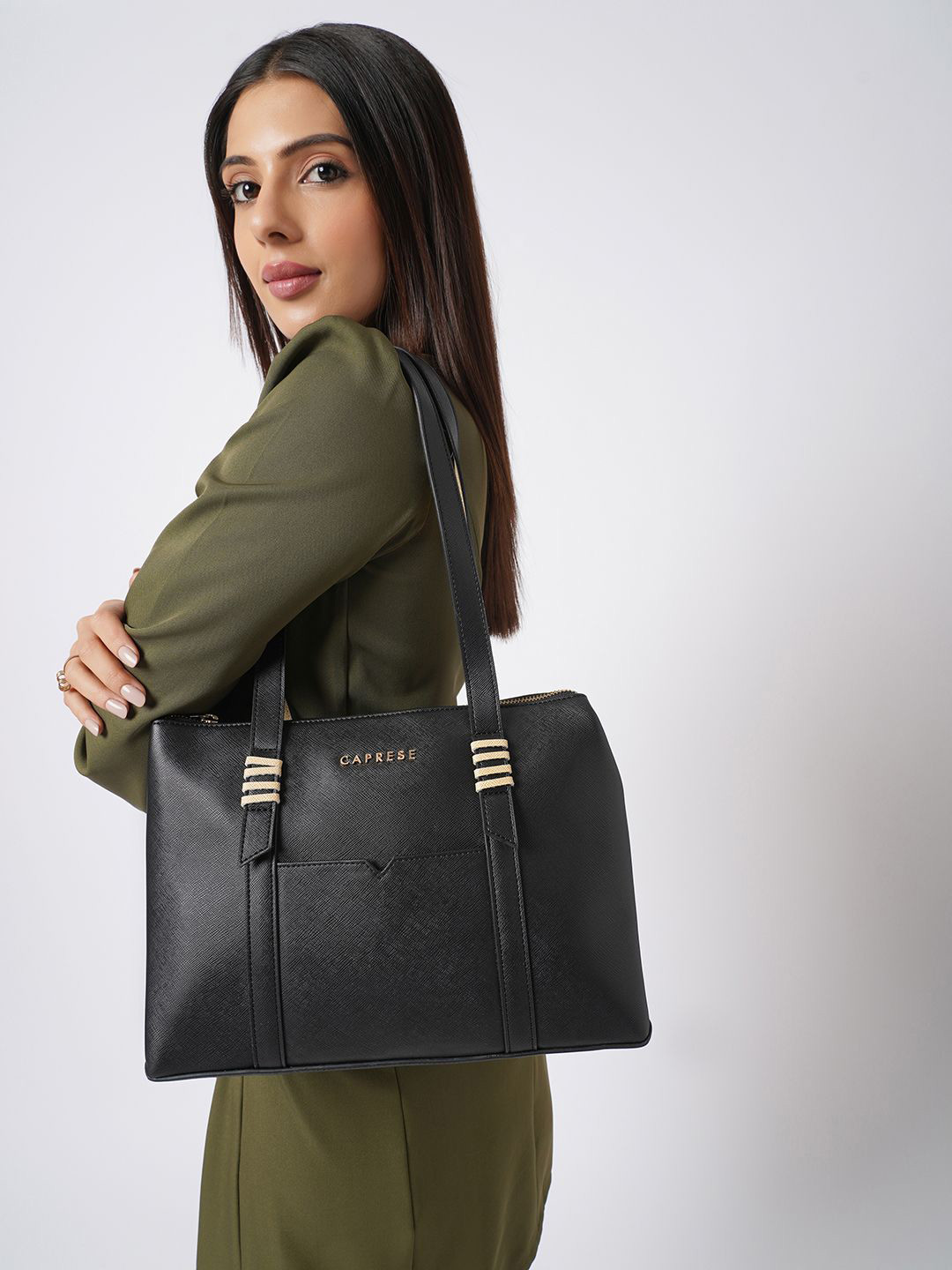 Caprese Roma Women Black Large Tote Bag