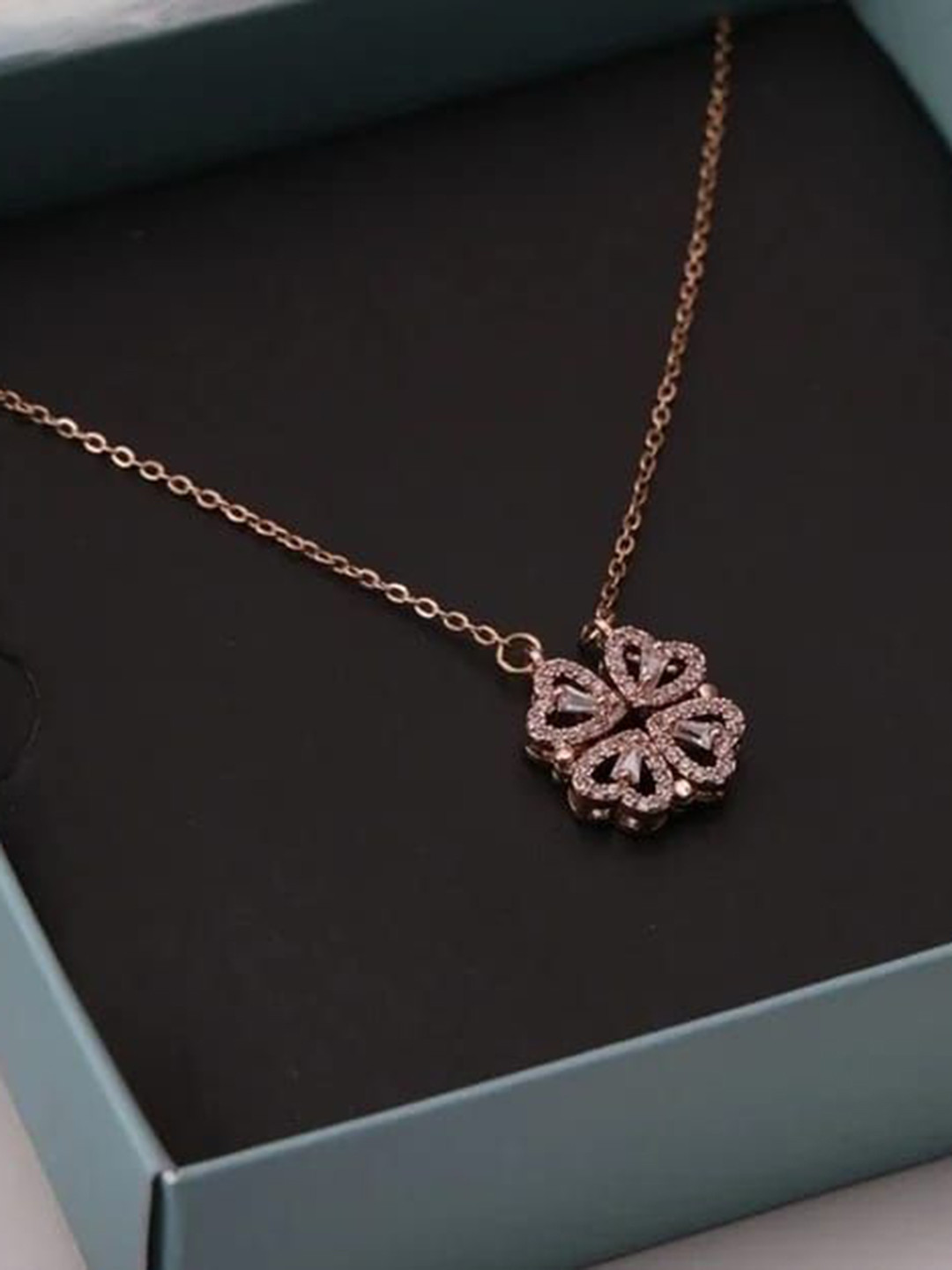 spyronix real treasure Rose Gold-Plated Stainless Steel Cubic Zirconia Studded Chain