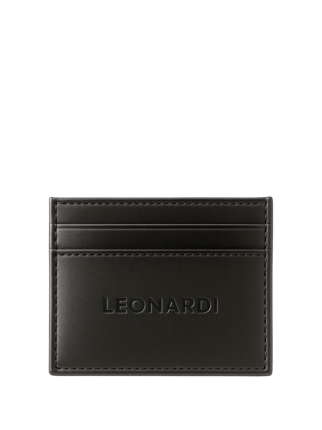 Leonardi Men Textured Brand Logo Leather Card Holder