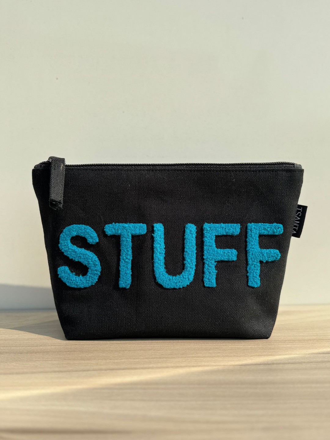 TSANTA Black & Blue Stuff Printed Canvas Pouch