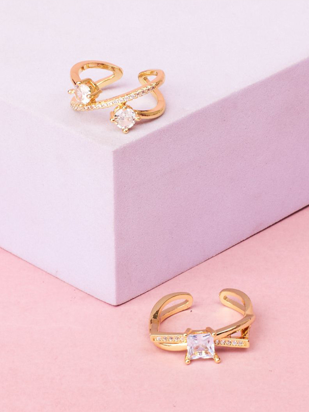 SALTY Set Of 2 Celestial Stones & Forever Radiance Finger Rings