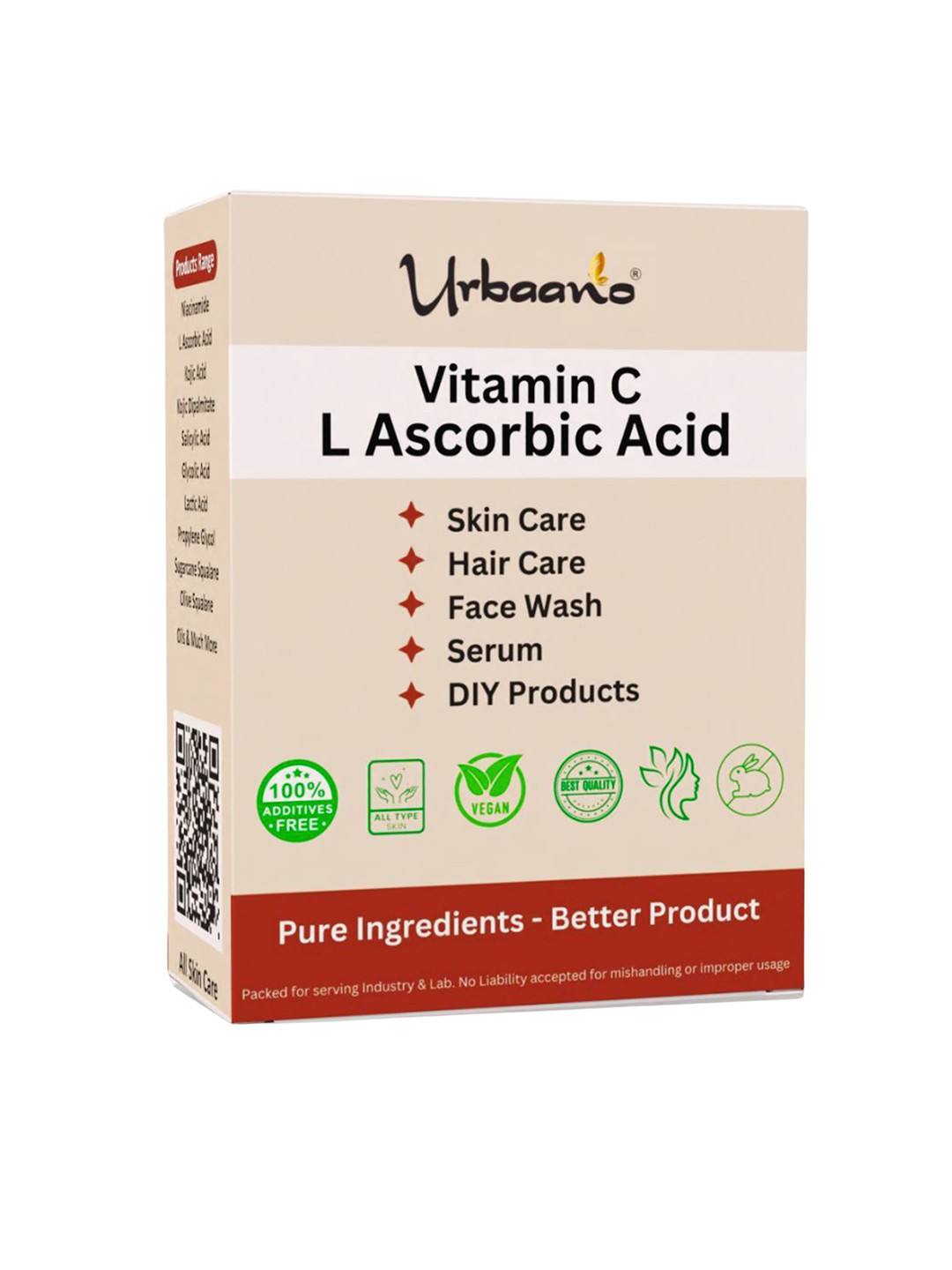 Urbaano Herbal Vitamin C Powder For DIY Skin Care - 100 g