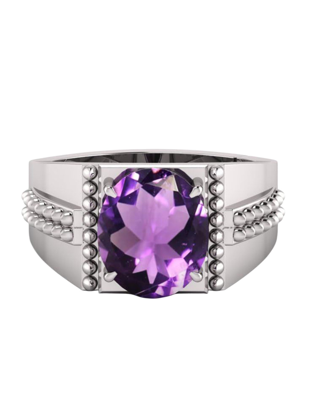RRVGEM 14.25 KT Amethyst Stone Silver Ring