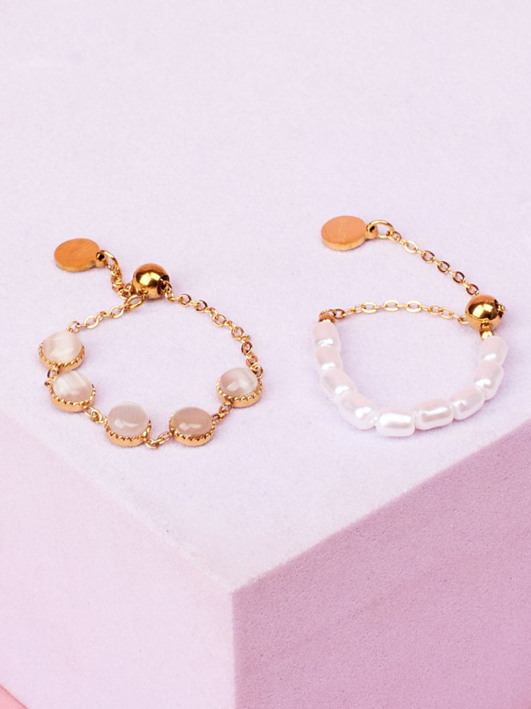 SALTY Set Of 2 Opalescent & Pearlescent Finger Rings