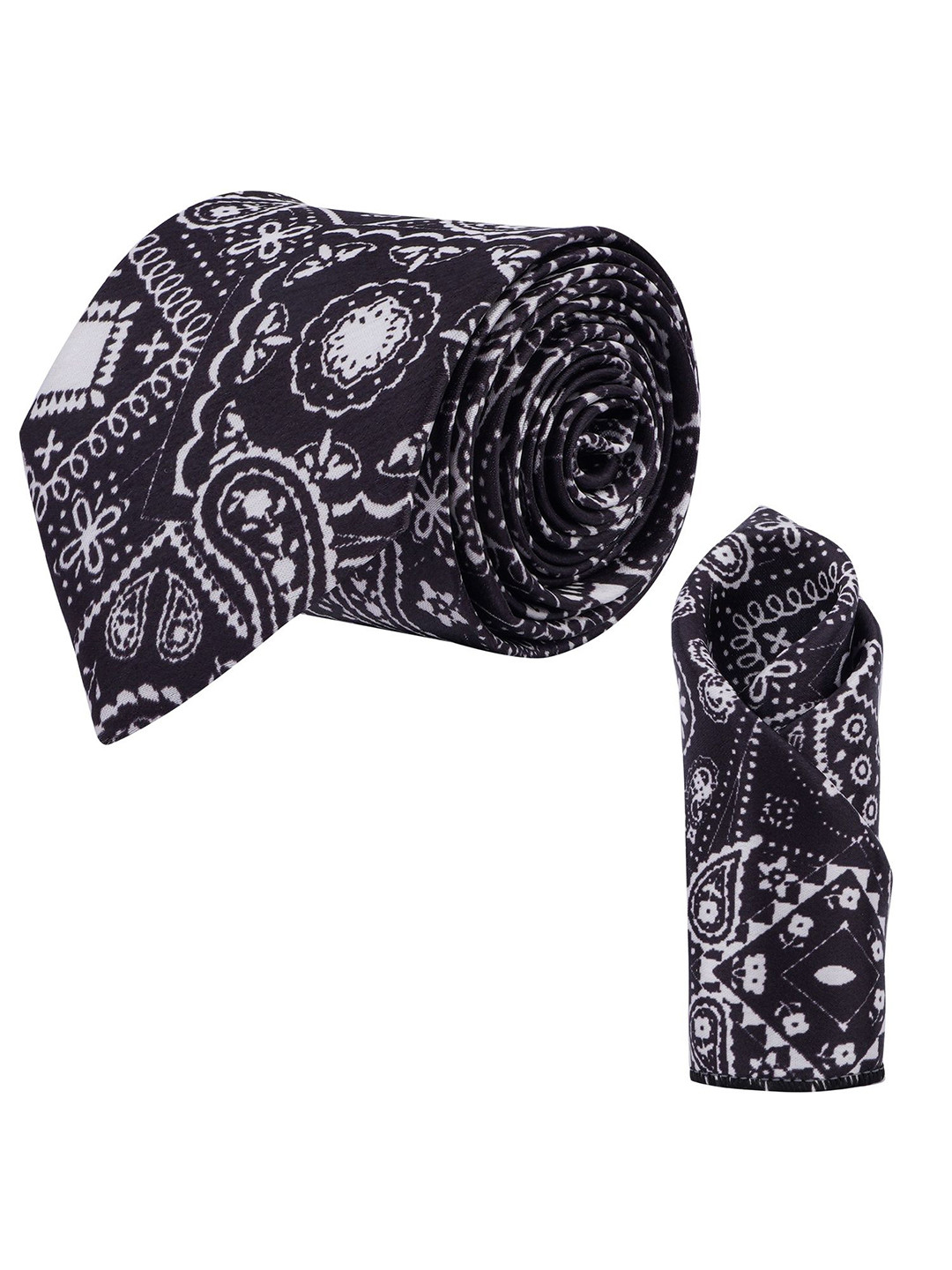 CALIXTO Men Paisley Printed Necktie with Matching Pocket Square