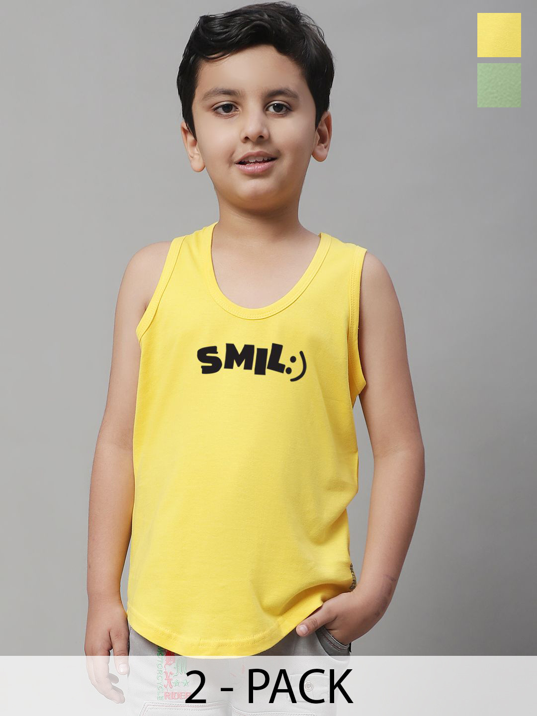 Friskers Boys 2-Pcs Printed Skin-Friendly Cotton Innerwear Vests KDC268-02-KDC271-33