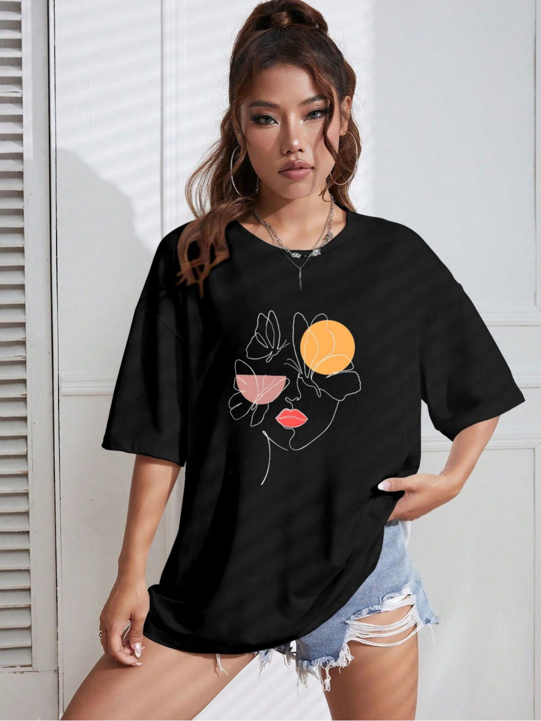 AAHWAN Women Graphic Printed T-shirt