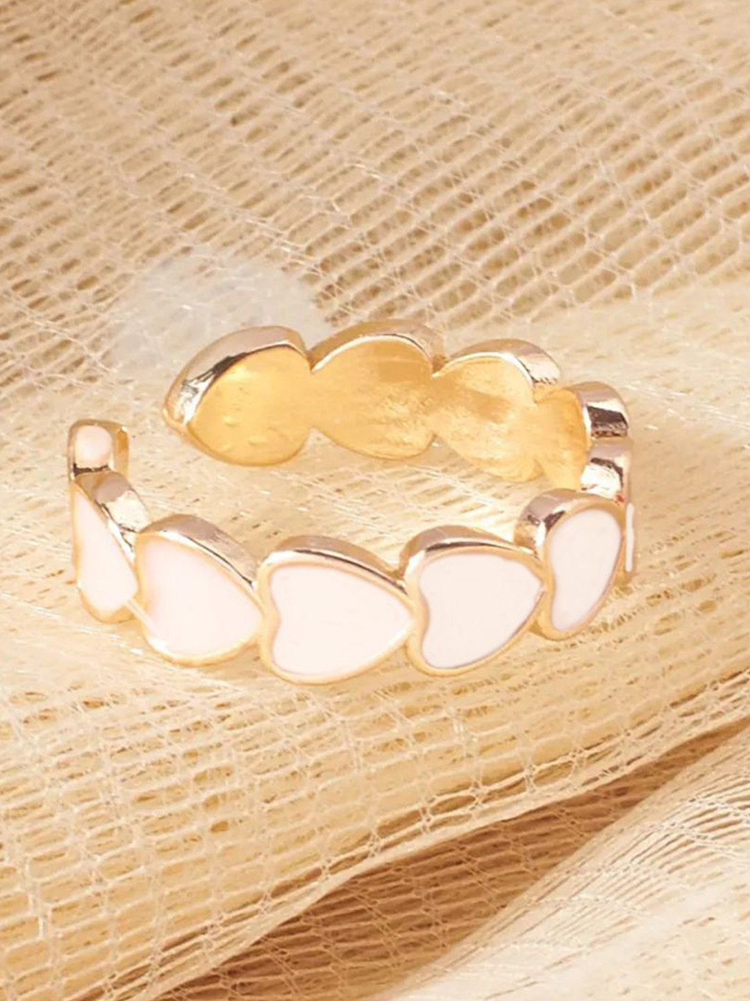 SALTY Pack of 2 Women Mocha Me Hearts Ring - White