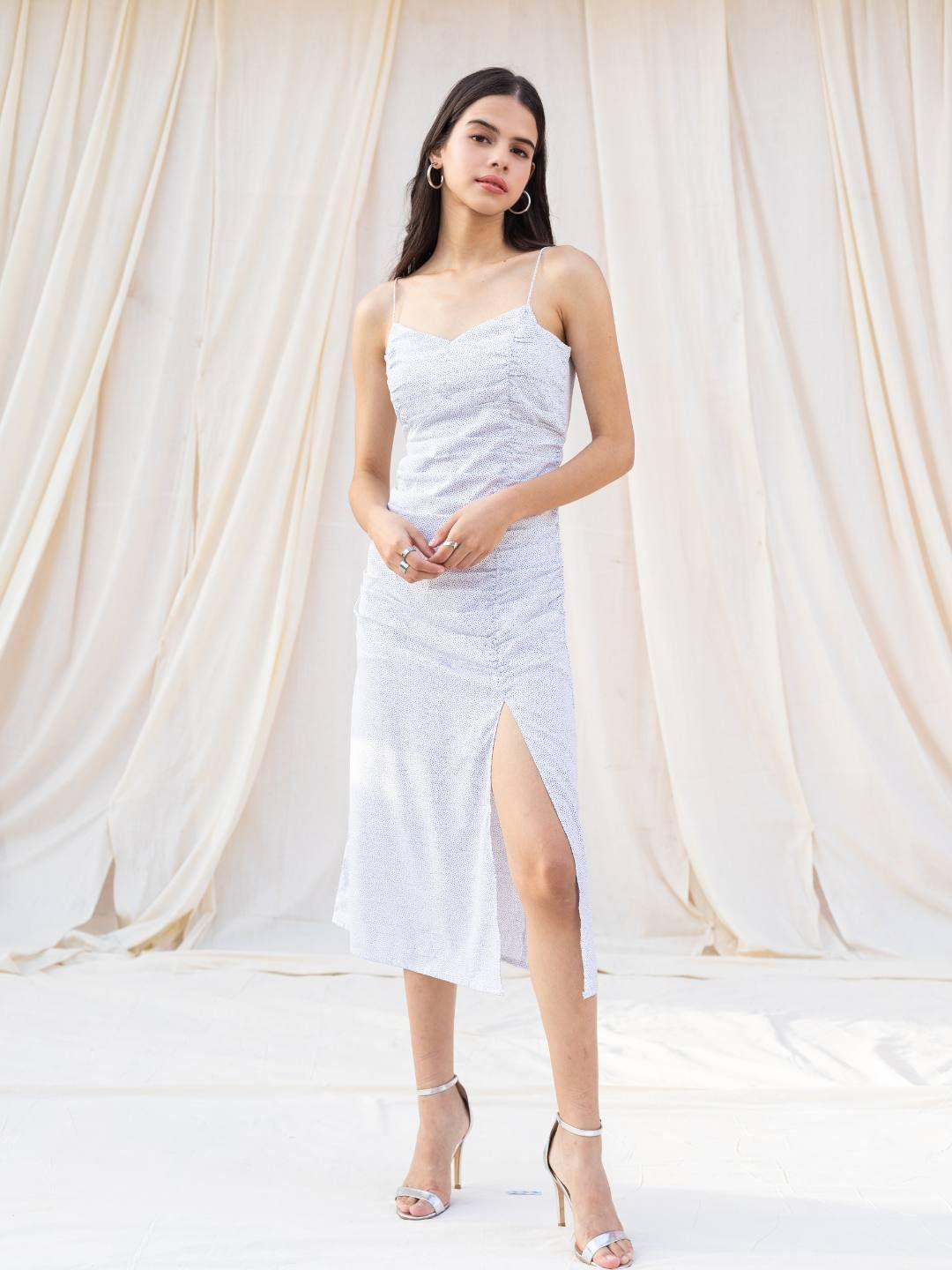 Urban Suburban Women B&W Polka Dot Midi Dress