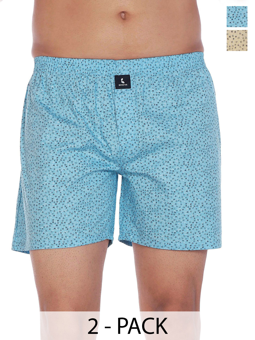 BENOVA Pack Of 2 Printed Pure Cotton Boxers BNV-24-18-P2-S