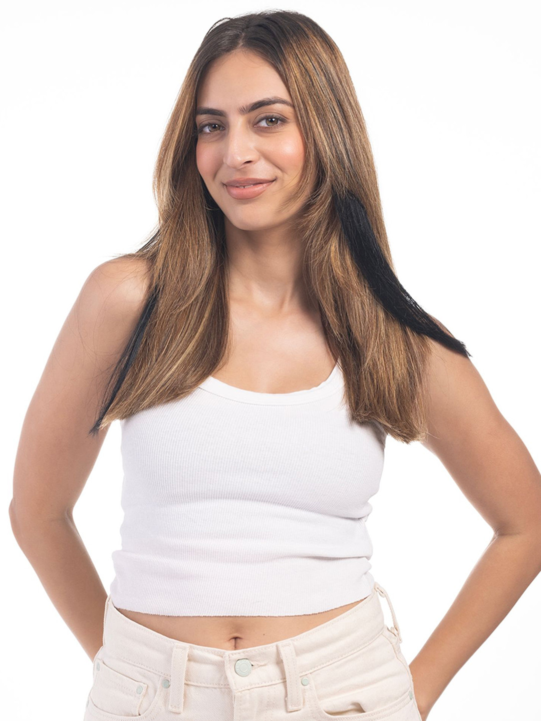 HAIRJOY Set Of 2 Clip In Streaks Black Hair Extensions Instant Color Boost 24 Inches