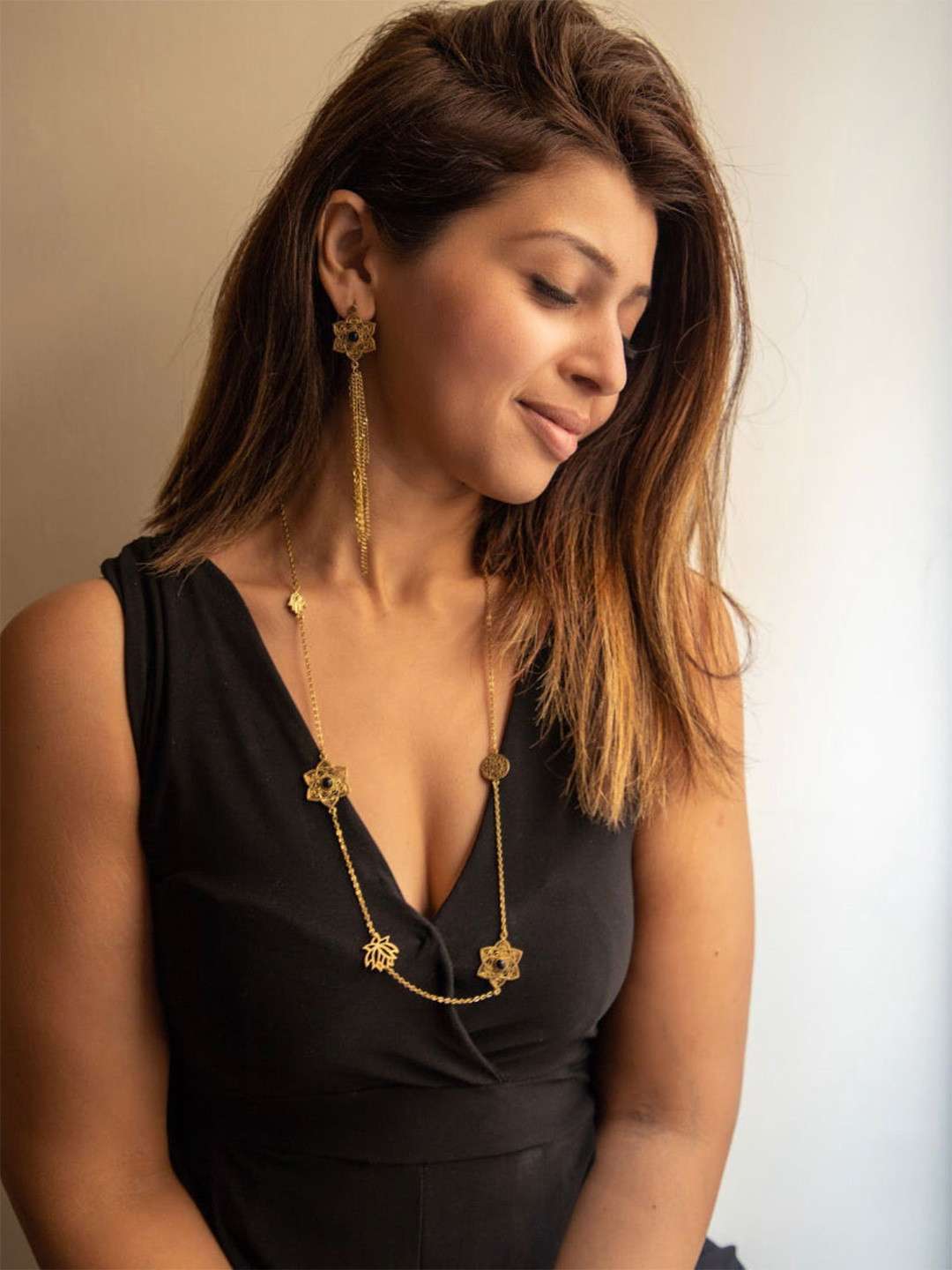 Soul Works Onyx Studded Charm Necklace with free Brasso polishing Liquid