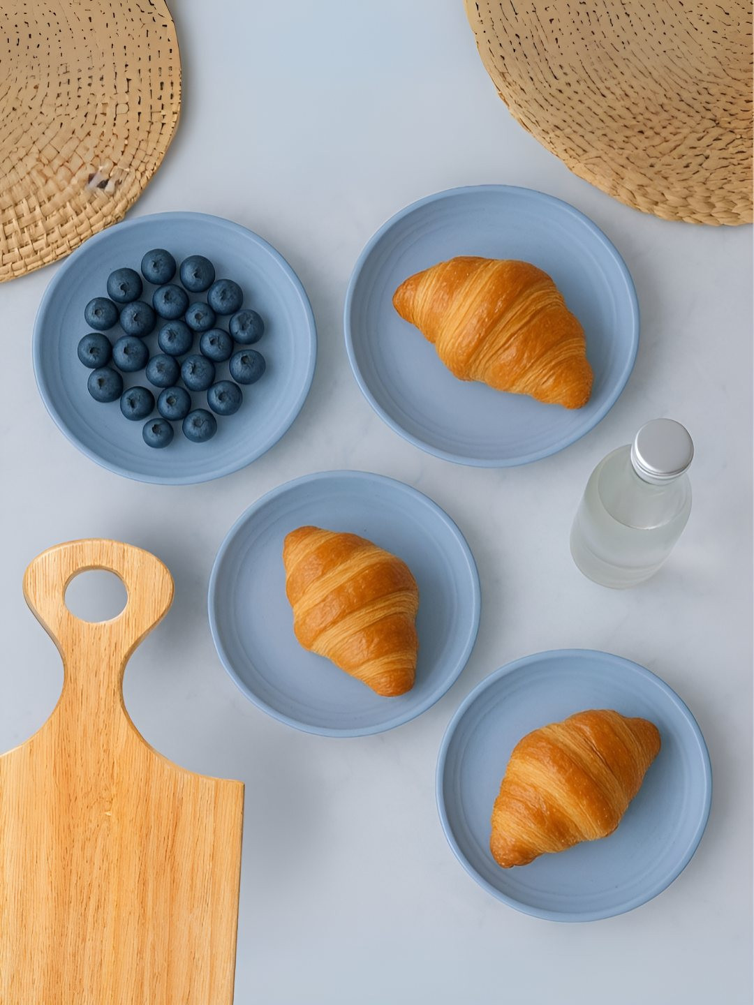 Myntra Elegant Homes Cornflower Blue 4 Pieces Bamboo Eco-Friendly Wheat Straw Plate