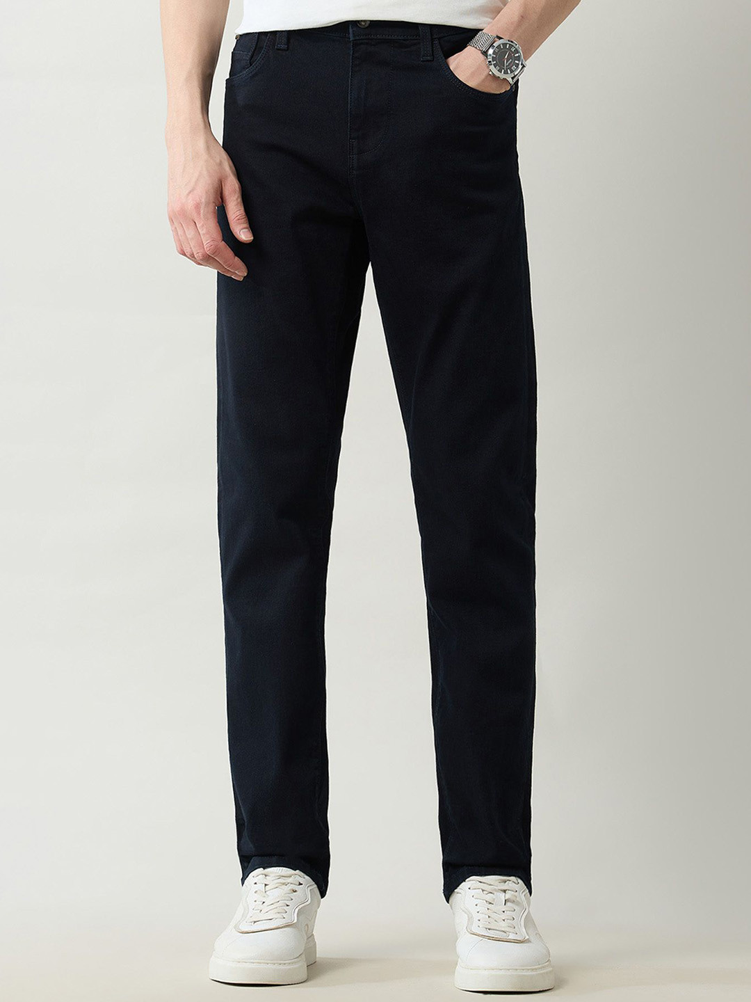 Arrow New York Men Regular Fit Mid-Rise Clean Look Light Fade Stretchable Jeans