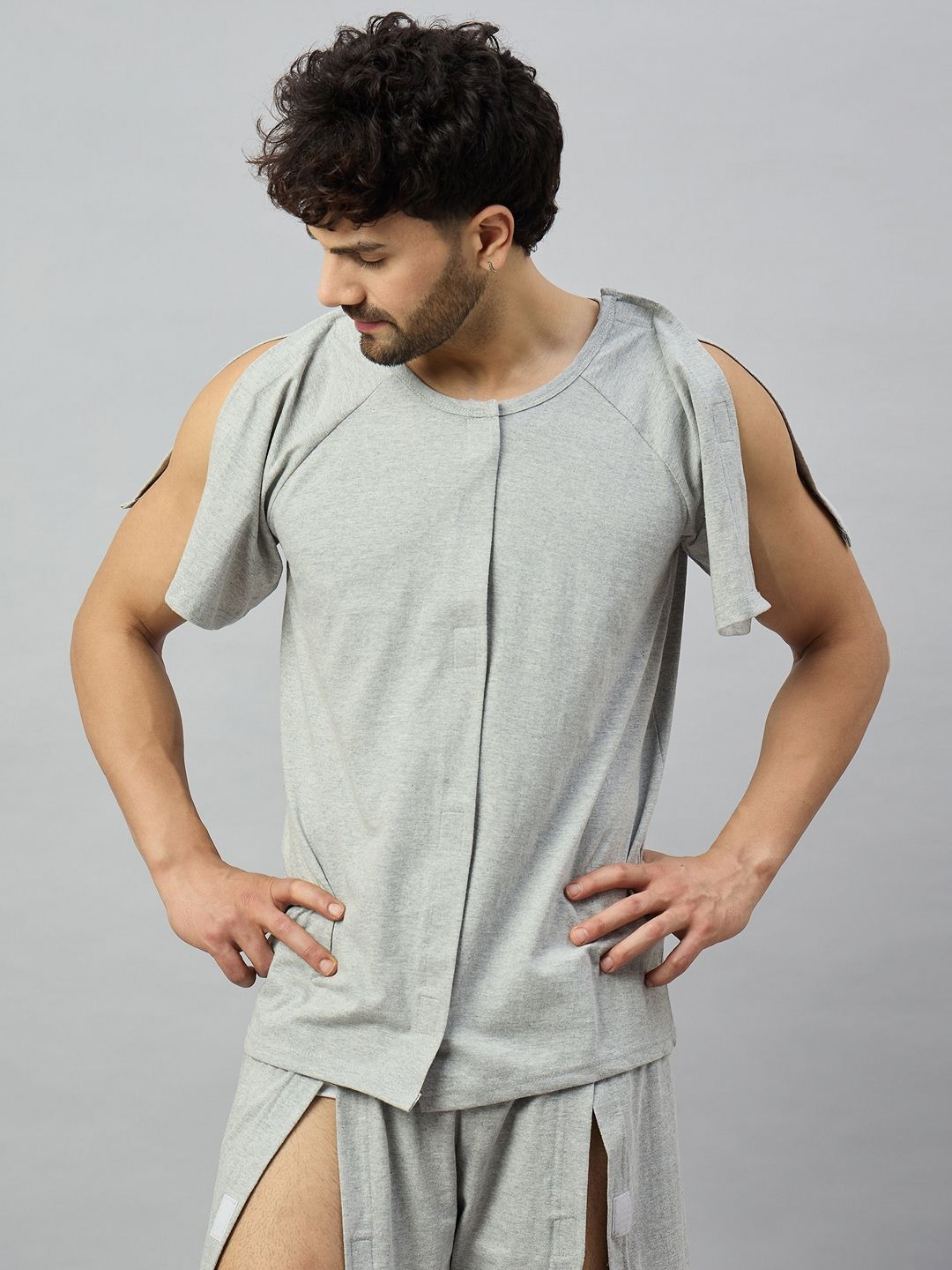 Haxor Velcro Open Tearaway Half Sleeve Pure Cotton Adaptive T-shirt