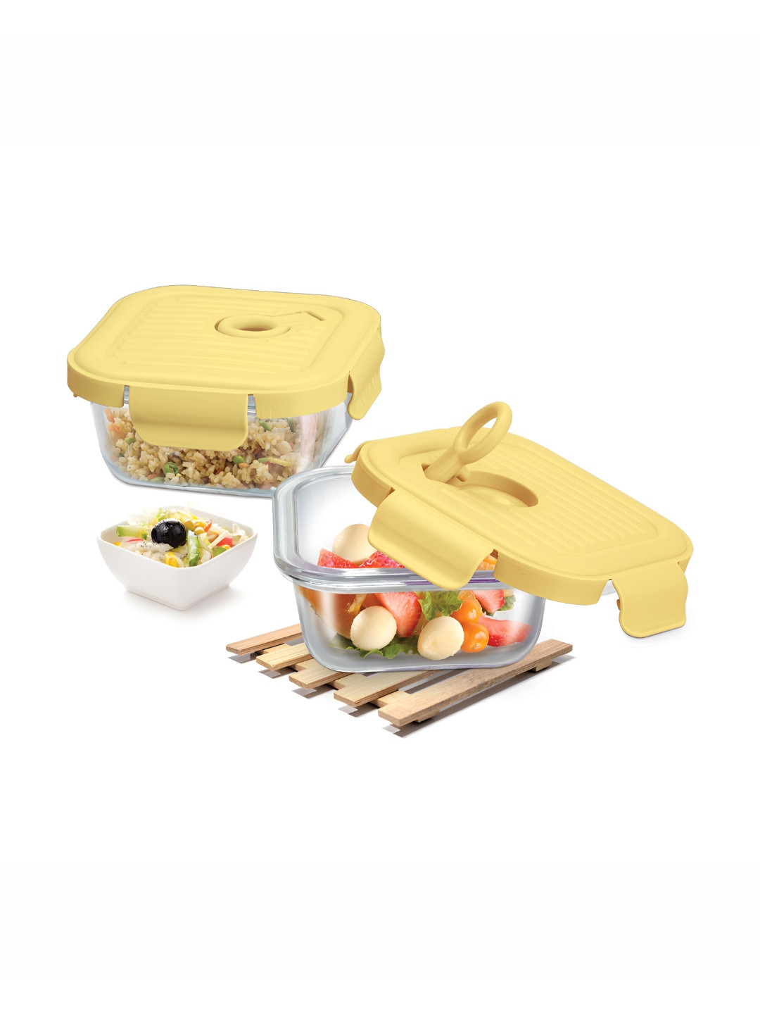 Treo Lumino Fresh Square 320 Borosilicate Glass Set of 2 Containers 320 ml Each