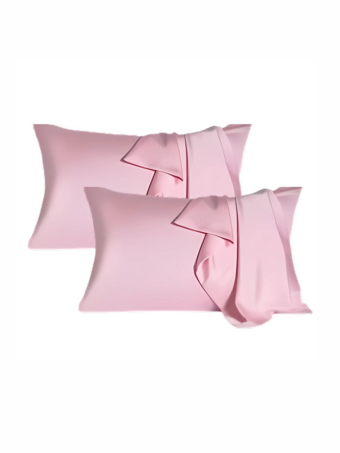 GENUINE GLOBAL DECOR Pink 2 Pieces Solid Pure Silk Rectangle Pillow Covers