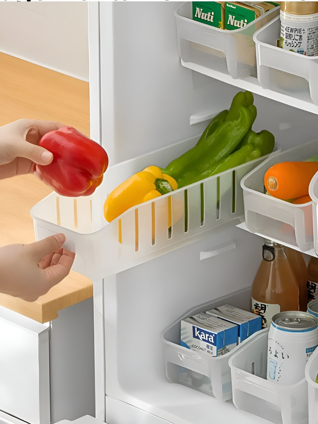 Myntra Elegant Homes Mh_Grid_Fish Transparent Plastic Refrigerator Safe 6 Piece Clip-On Fridge Container-1.5L