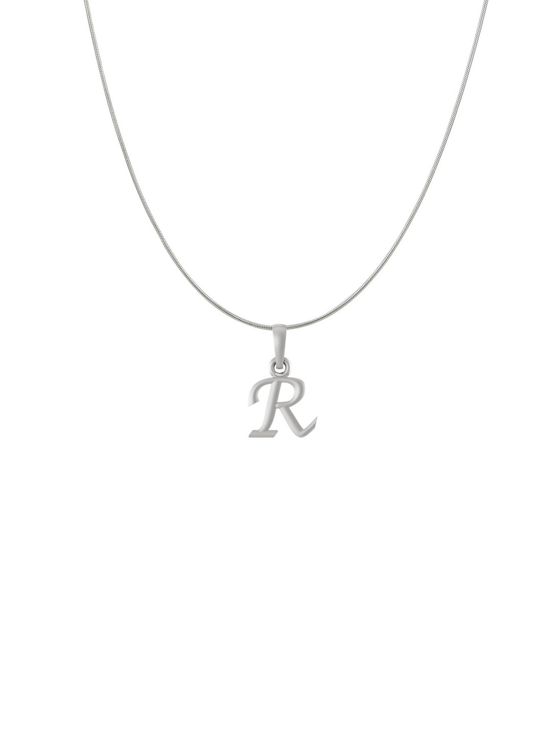 AKSHAT SAPPHIRE 925 Sterling Silver R Alphabet Pendant with Snake Chain