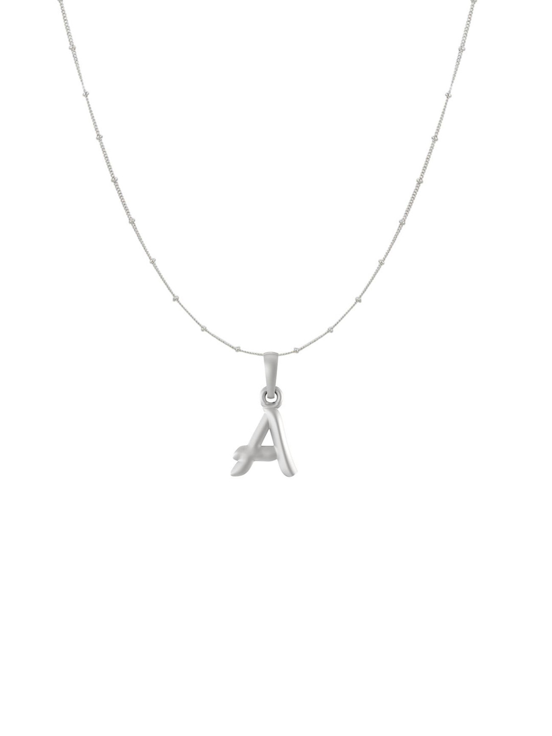 AKSHAT SAPPHIRE 92.5% Sterling Silver A Alphabet Pendant With Ball Chain