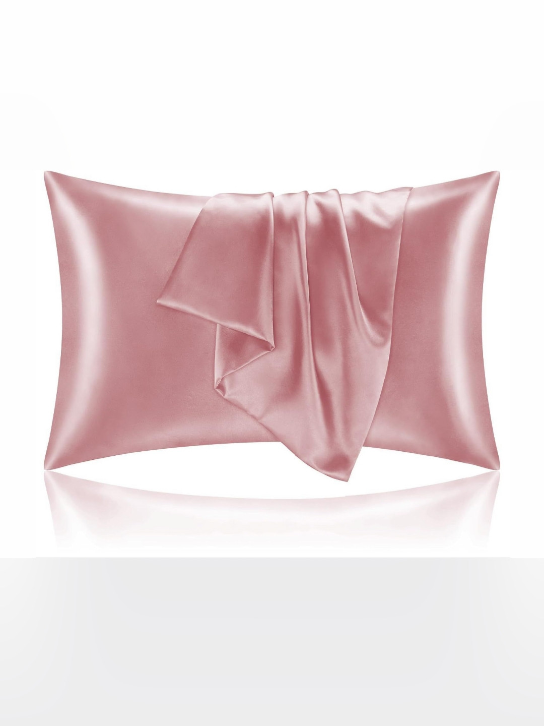 GENUINE GLOBAL DECOR Pink 1 Pieces Solid Pure Silk Rectangle Pillow Covers