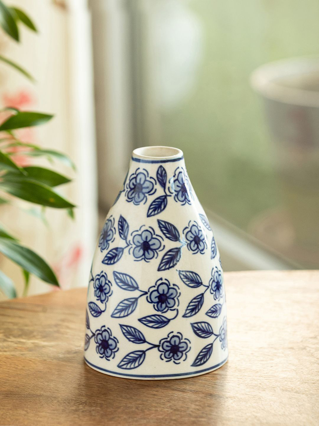 ExclusiveLane Indigo Bloom Blue & White Hand-Painted Ceramic Vase