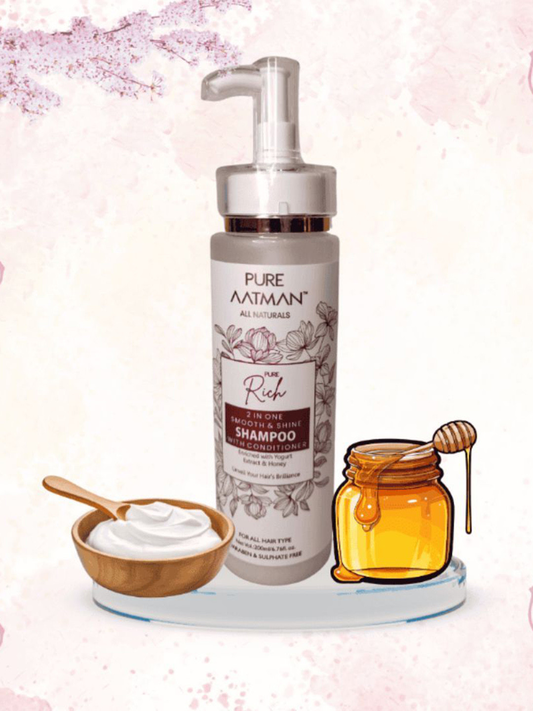 PURE AATMAN 2 In 1 Smooth & Shine Shampoo With Conditioner With Honey - 200 ml