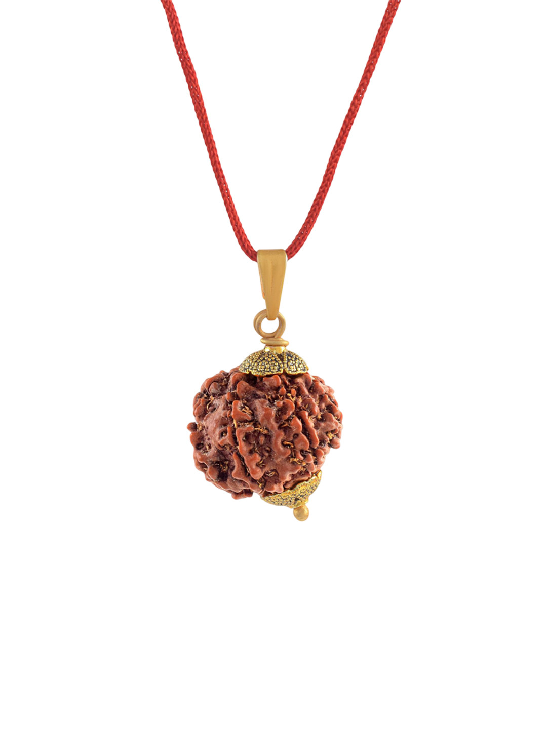 ADMIER Unisex Gold-Plated Seven Faced Mukhi Nepali Rudraksha Beaded Pendant with Chain
