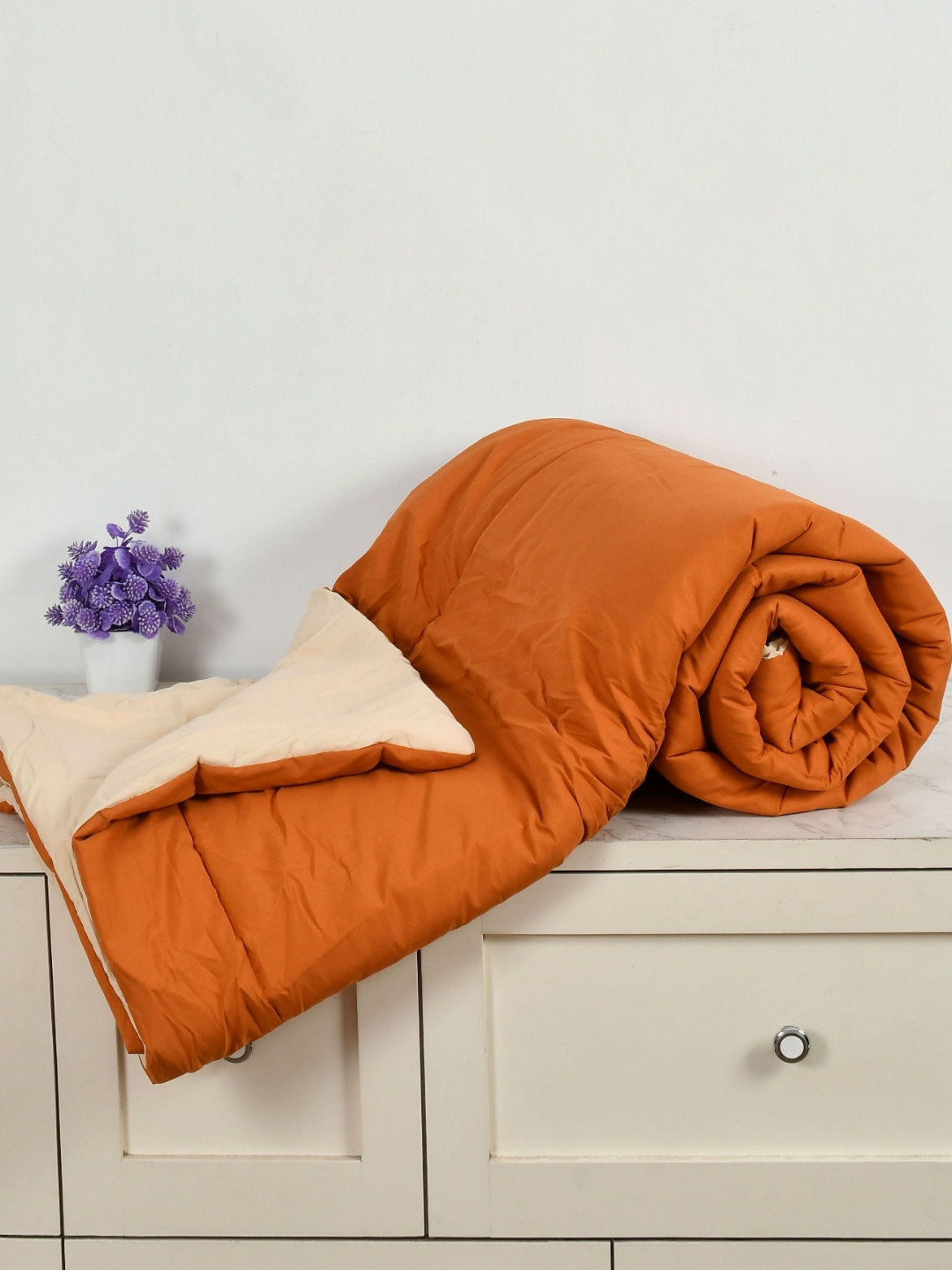 Florida Spike Orange & Beige 200 GSM Microfiber Double Bed Comforter