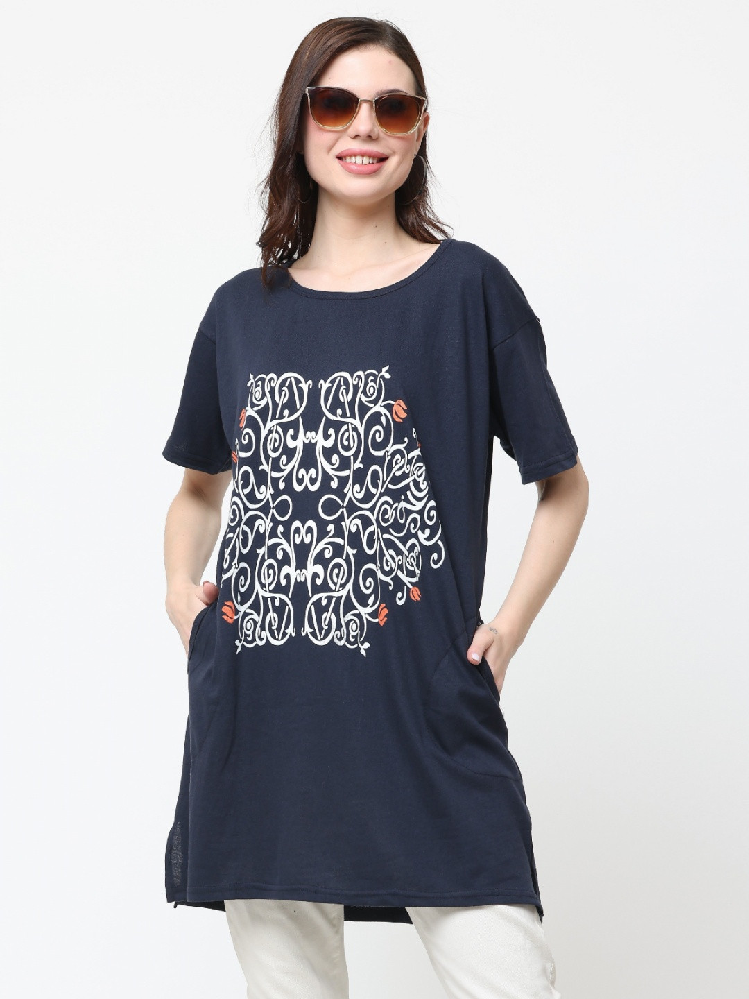 DDASPRATION Women Printed Short Sleeves Round Neck Cotton T-shirt