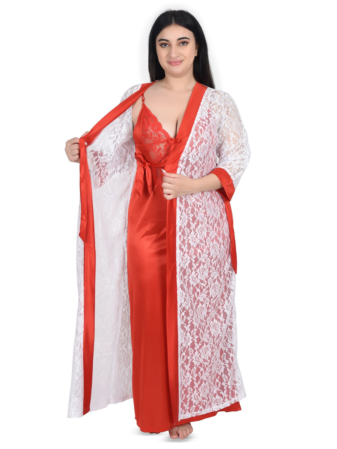 Embrave Women Printed Maxi Wrap Nightdress