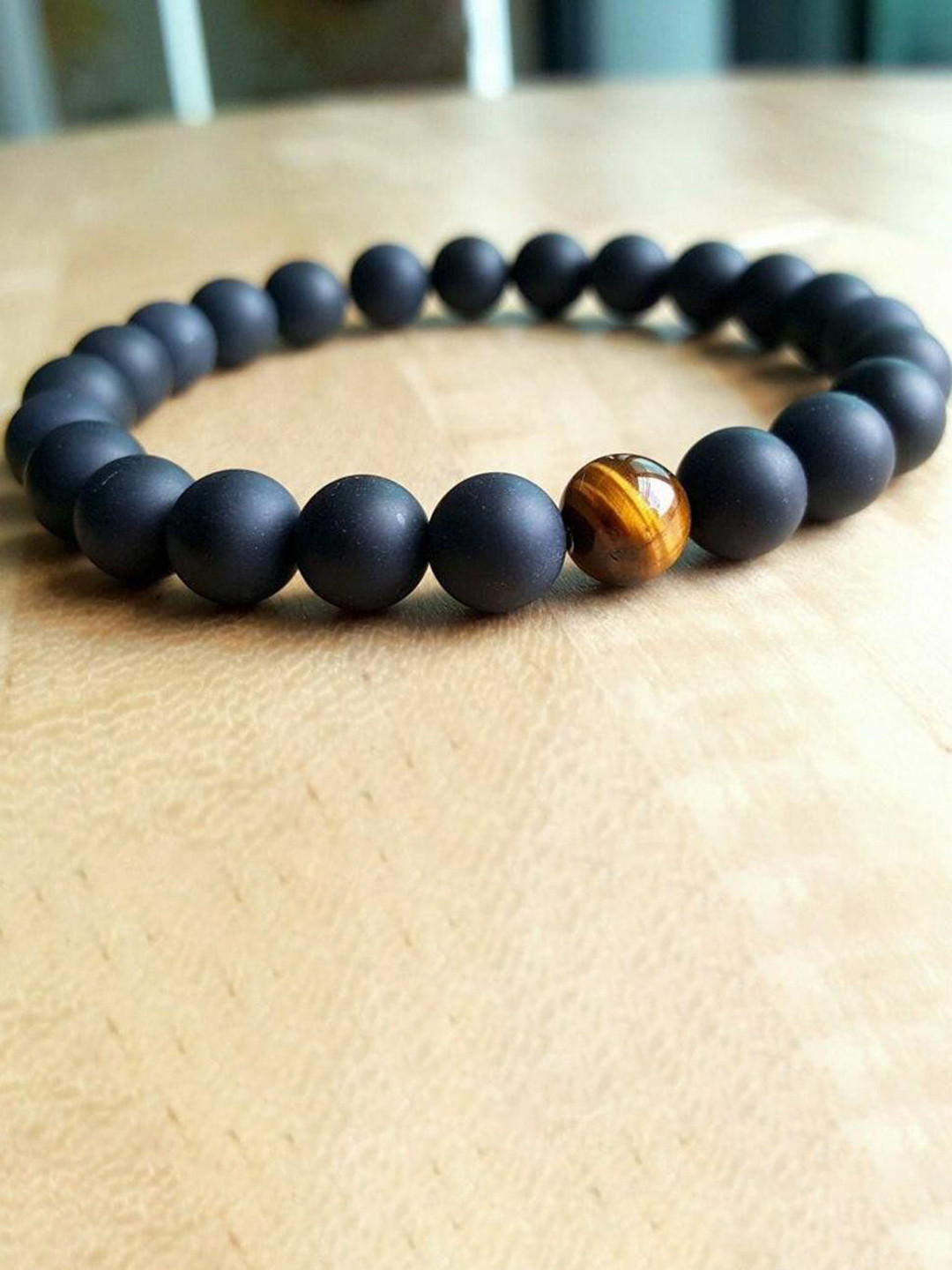 Sukhad Set of 2 Onyx With Tigers Eye Beaded Bracelets