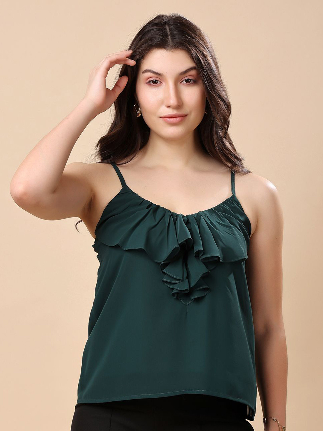 T TRYON ULTIMATE Women Shoulder Straps Georgette Top