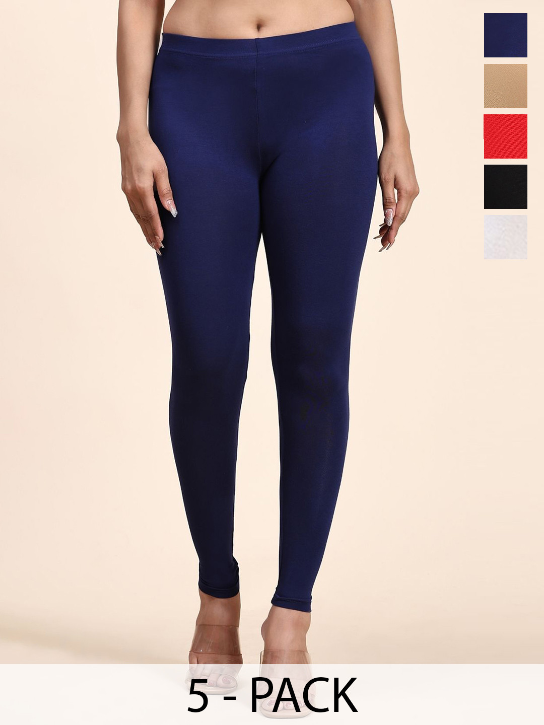 Outflits 5-Pcs Mid Rise Ankle Length Leggings