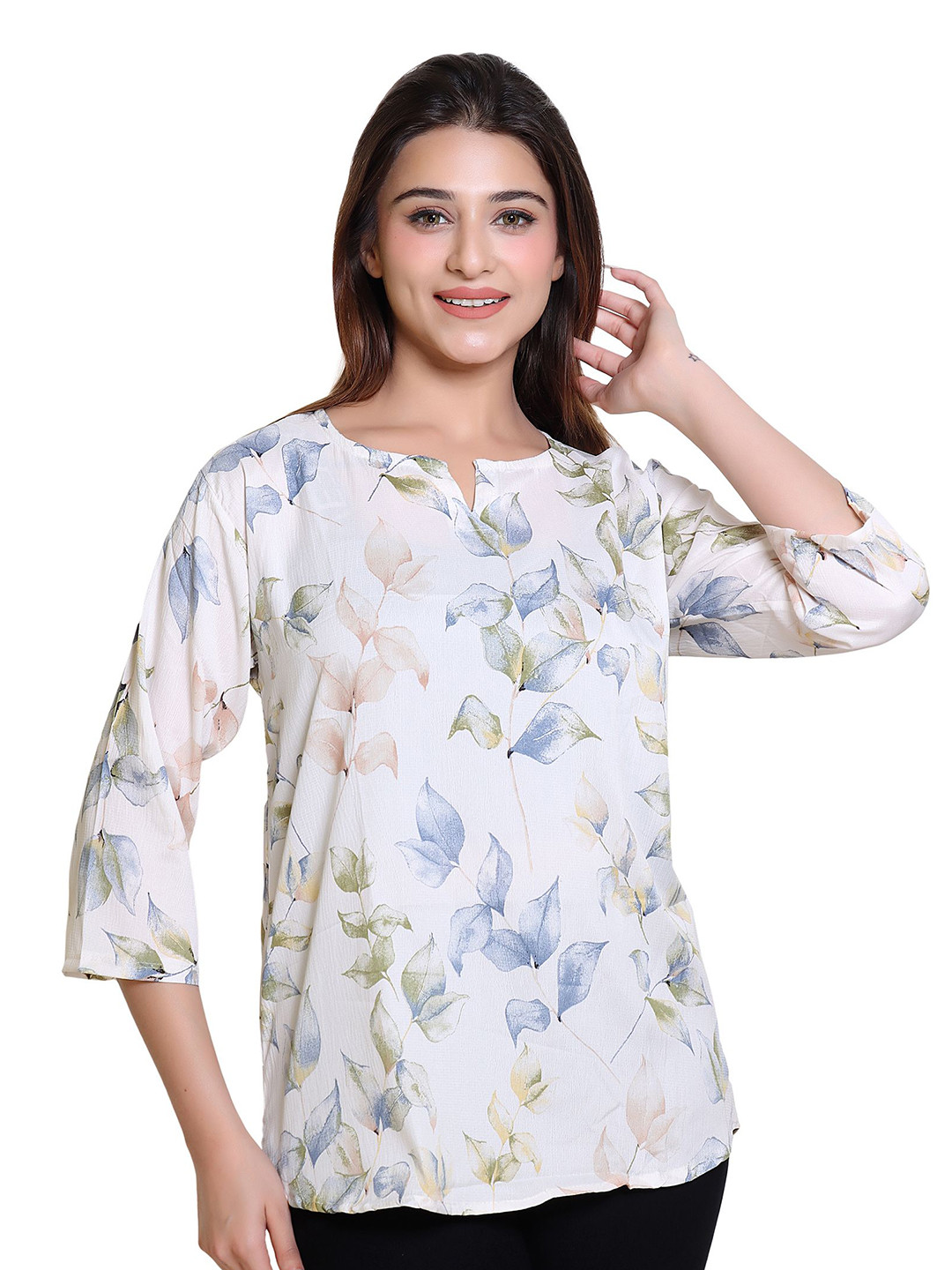 Ogarti Women Floral Printed Georgette A-Line Top