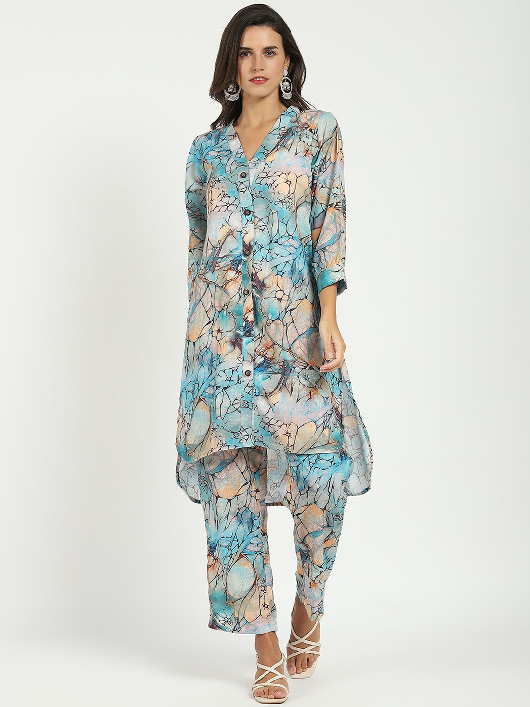 Me&I Women Abstract Print Kurta with Trousers