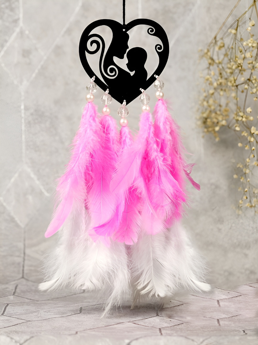 COLOR SPLASH Pink & White Mom Car Windchimes