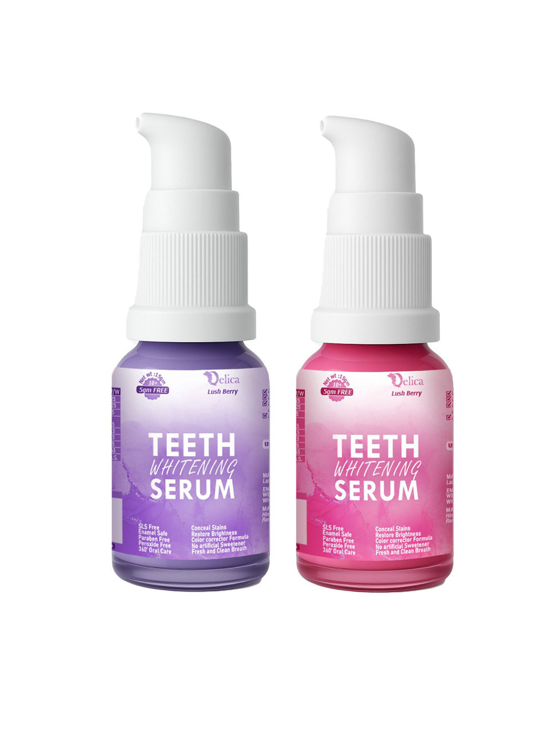 Qelica Set Of 2 Lush Berry & Bright Berry Teeth Whitening Serum - 15 ml Each