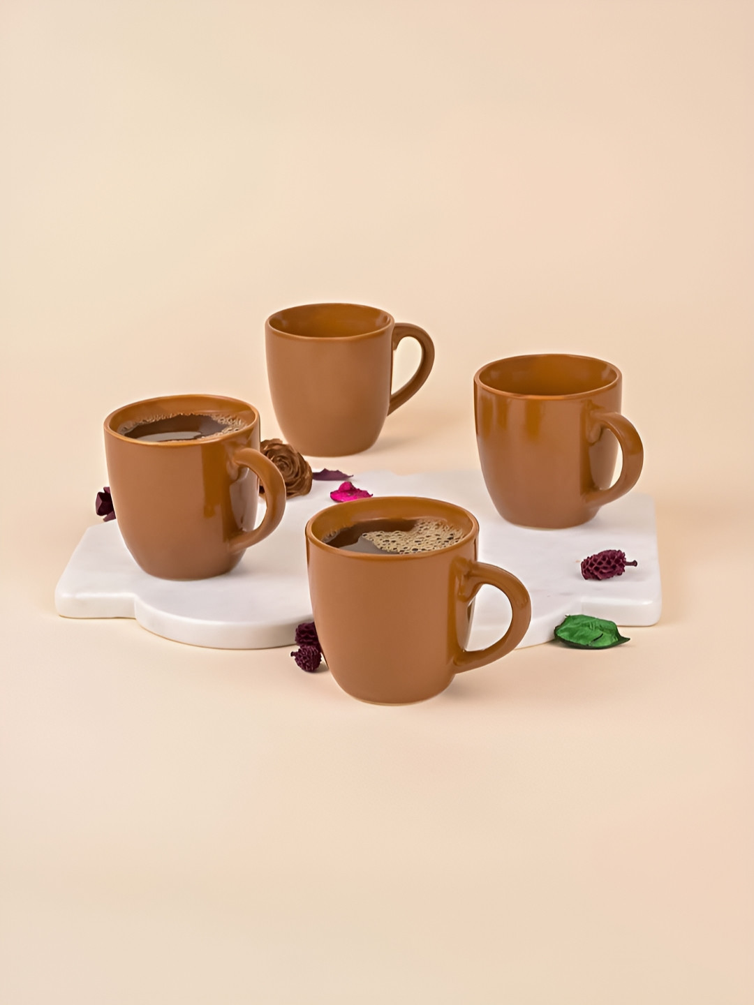 Storepedia Valentine Rose Magnet For Your Loved OneS Coffee Brown Ceramic Microwave Safe 4 Piece Mugs-200ml