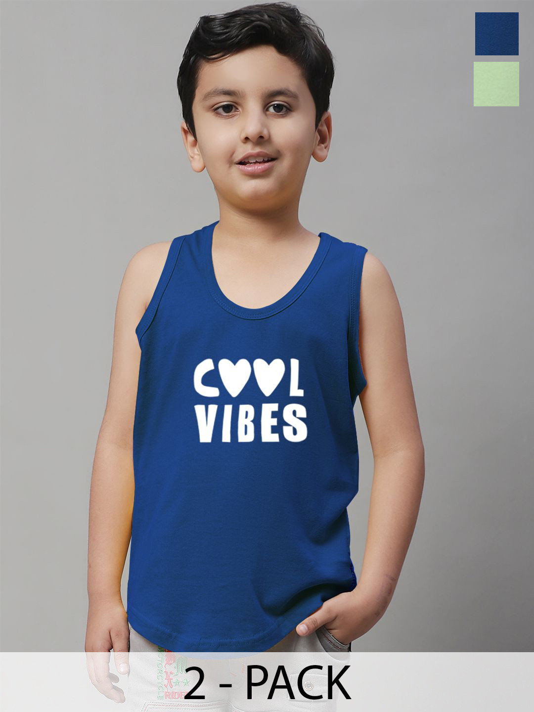 Friskers Boys 2-Pcs Printed Skin-Friendly Cotton Innerwear Vests KDC258-05-KDC261-33