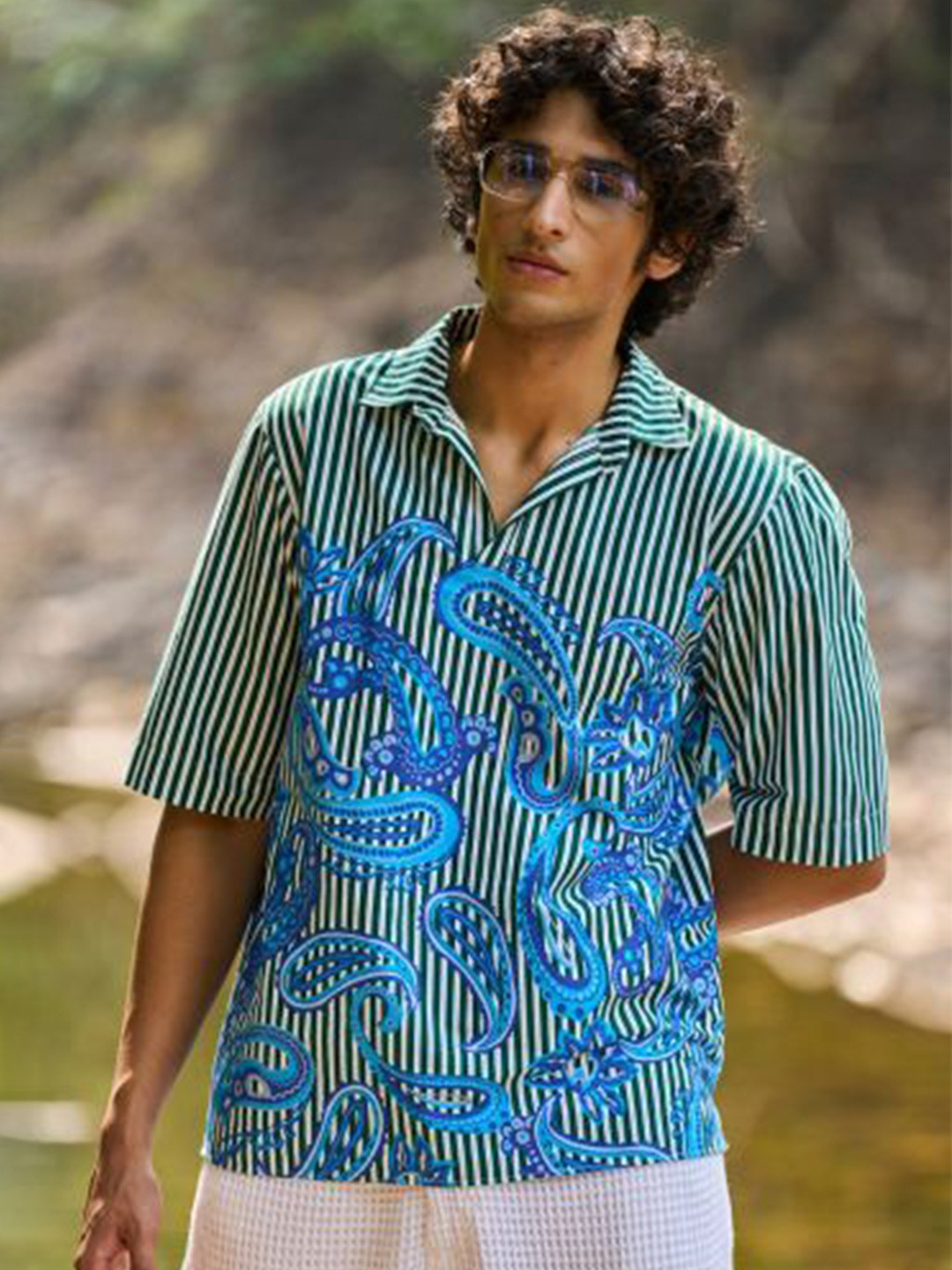 Dash and Dot Men Printed Stripe Popover Shirt