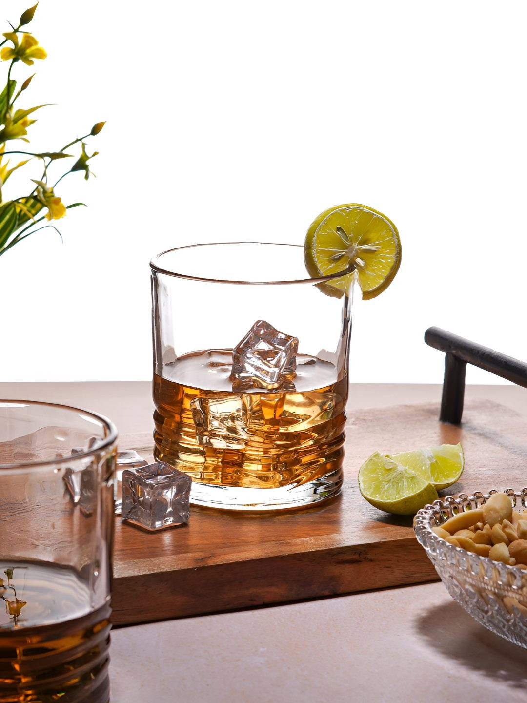 ceradeco Transparent 6 Pieces Textured Dishwasher & Microwave Water Glasses - 227 ml Each