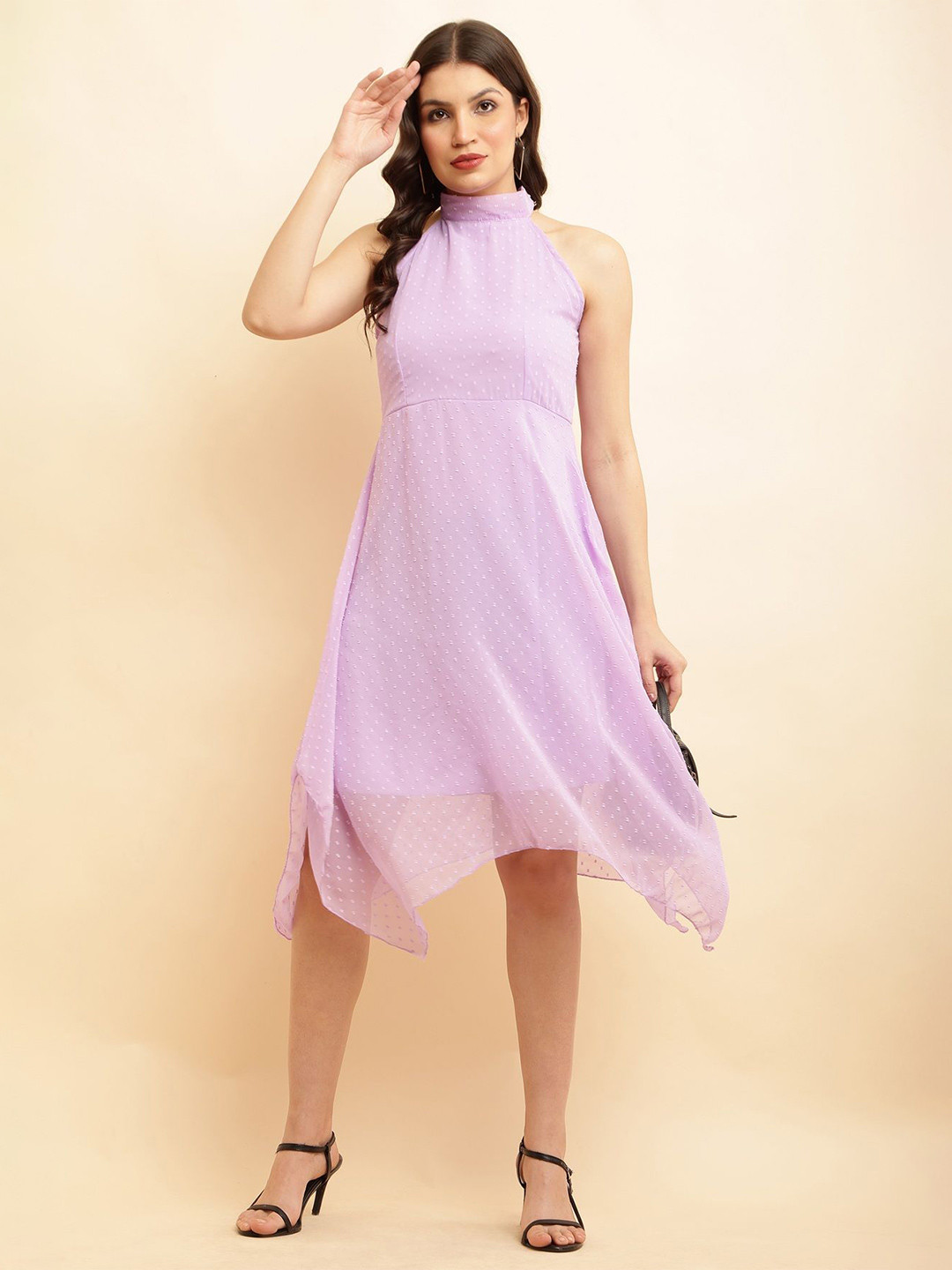 Moda Rapido Lavender Geometric Midi Dress