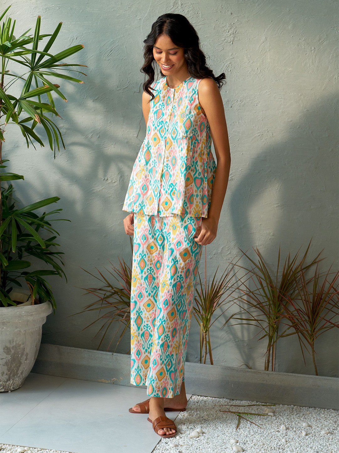 Canoopi Printed Pure Cotton Top & Trousers Co-Odrs