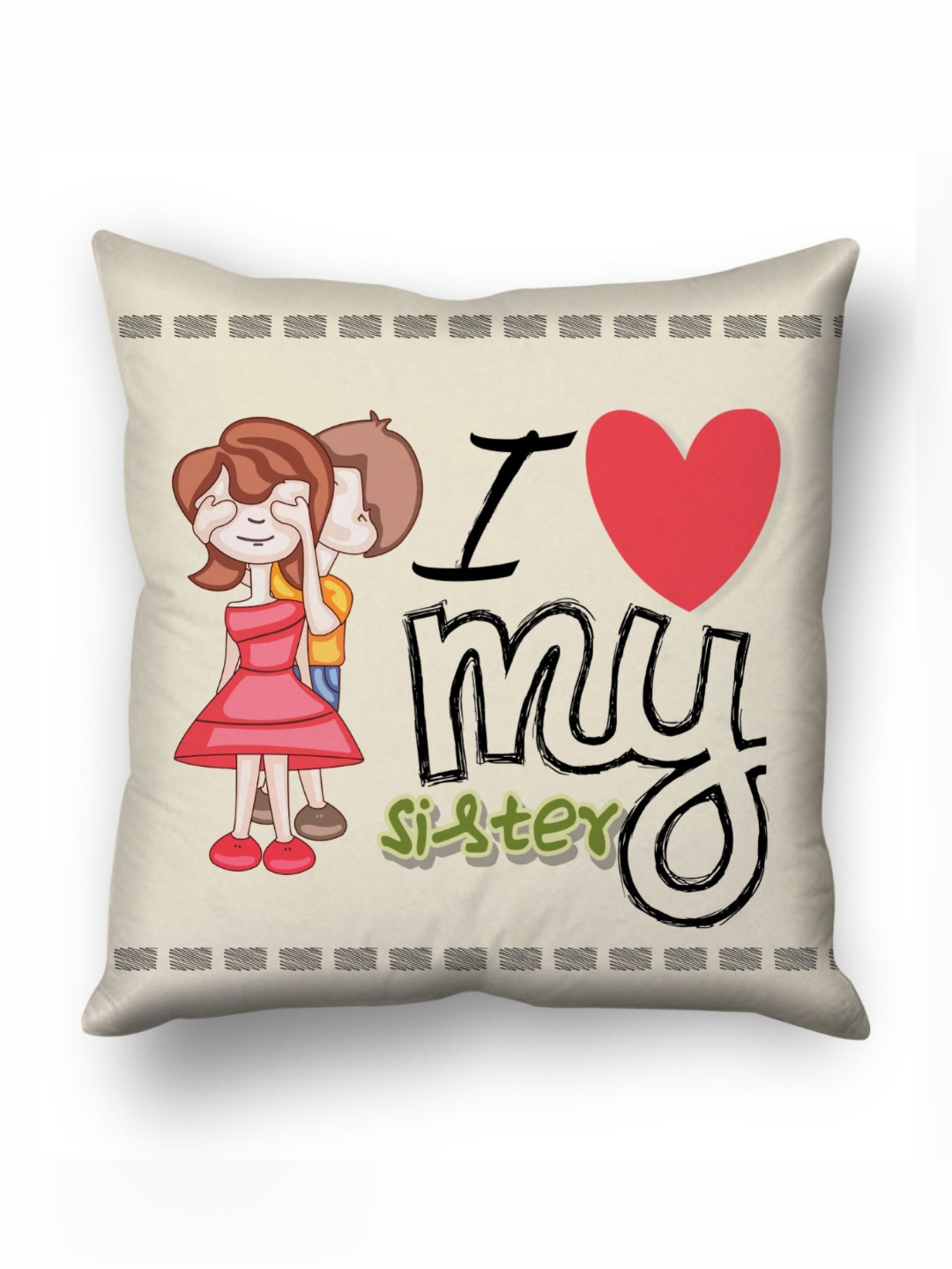 SKYTRENDS Filler Cream Typography Satin Washable Square Cushion Covers - 11.8 x 11.8 In