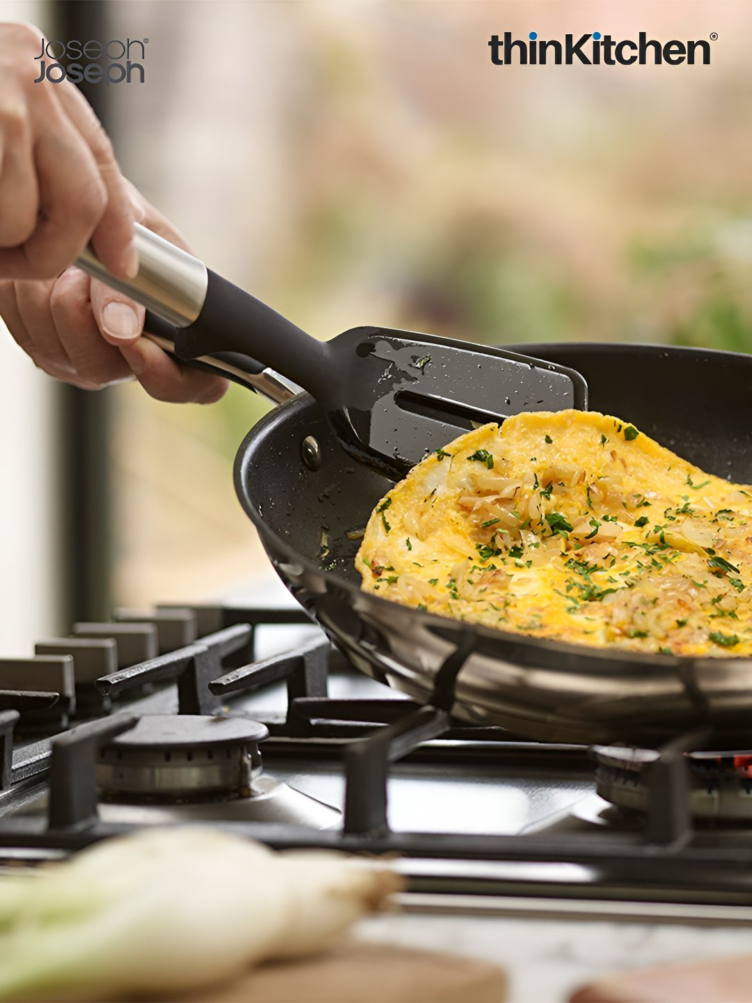 Joseph Joseph Elevate Black Silicone Slotted Spatula With Stainless Steel Handle